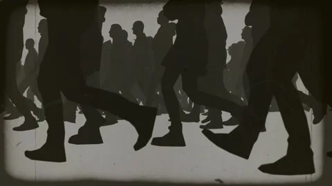 Crowd of people marching together. 3d animation render Stock Footage 277767560