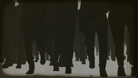 Crowd of people marching together. 3d animation render Stock Footage 277767562