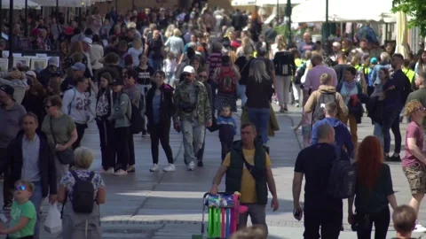A crowd of people moving at an accelerated pace Stock Footage 233666578