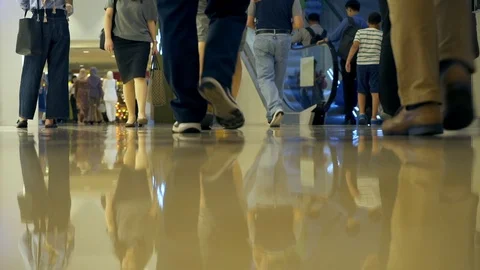 A crowd of people moving. Look at the feet Stock Footage 98058341