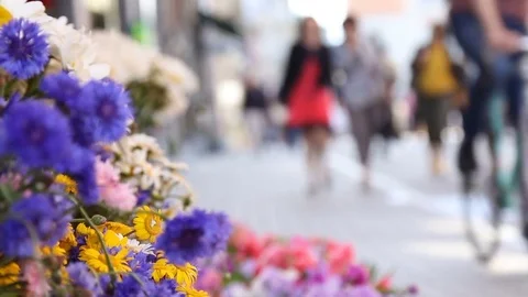 Crowd of people. multi colored clothes walking on a sunny day in the city.  2 Stock Footage 78001043