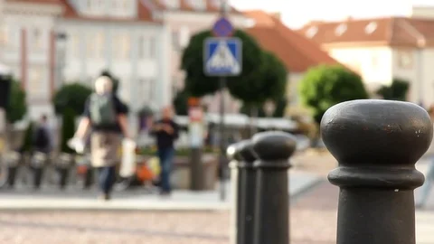 Crowd of people in multi colored clothes walking on a sunny day in the city. 스톡 동영상 79166419