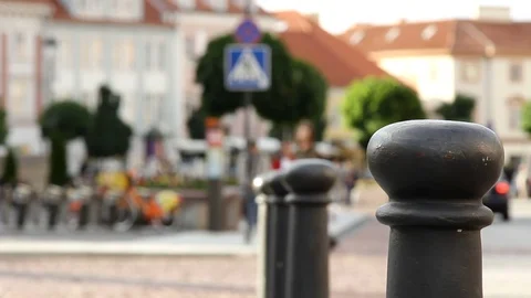 Crowd of people in multi colored clothes walking on a sunny day in the city. Stock Footage 79168379