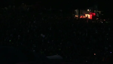 Crowd of people at nightime Stock Footage 90210185