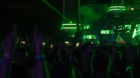A crowd of people on open air dance of the music Stock Footage 127037597