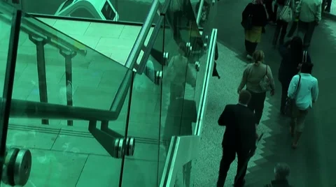 Crowd people passing bellow abstract with reflection Stock Footage 8682665