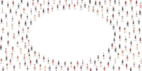 Crowd people pattern set in flat style. Vector illustration men and women Illustrazione stock