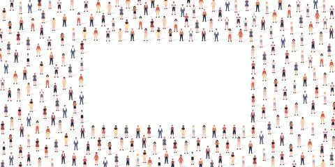Crowd people pattern set in flat style. Vector illustration men and women Stock Illustration