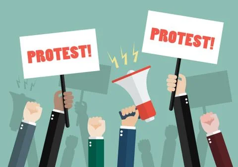 Crowd of people protesters Stock Illustration