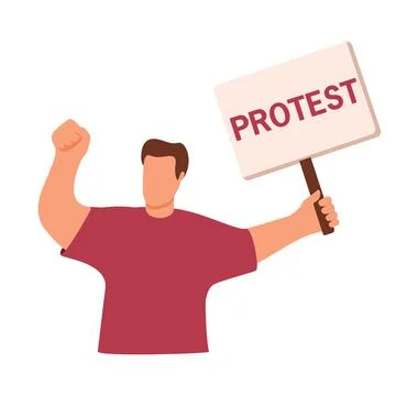 Crowd of people protesters. Vector illustration.Hand holding board.Against so Stock Illustration
