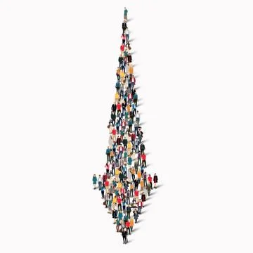 Crowd people  shape  arrow direction Stock Illustration