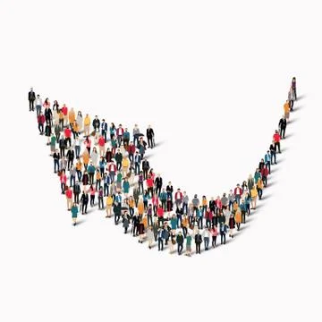Crowd people  shape  arrow direction Stock Illustration
