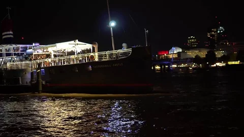 Crowd Of People on ship on Thames River London Video stock 82246566