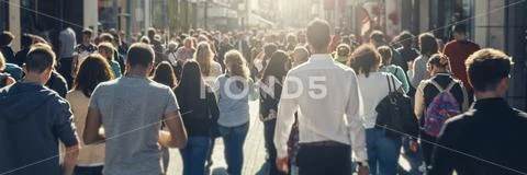 Crowd of people in a shopping street Stock Photos