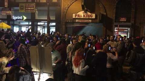 Crowd of People - Silent Disco Stock Footage 67870218