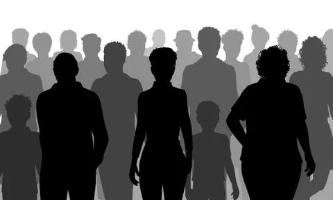 Crowd of people silhouette Stock Illustration