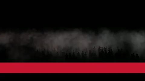Crowd of People Silhouetted in Light Red Fog with Lower Thirds Graphic Stock Footage 11345270