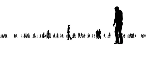 A crowd of people silhouettes are walkin... | Stock Video | Pond5