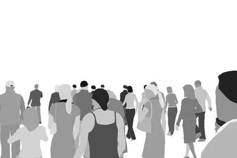 Crowd of people silhouettes. Exceptionally Large Crowd Of Silhouettes. Vector Stock Illustration