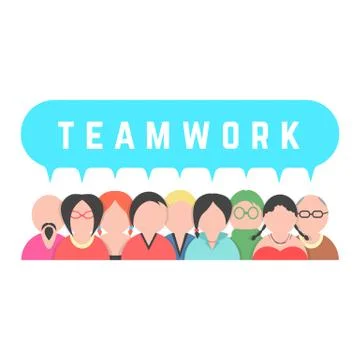 Crowd of people with speech bubble Stock Illustration