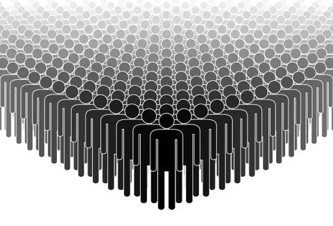 Crowd. People standing in a crowd. Stock Illustration