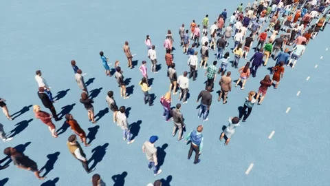 Crowd people standing line. Long queue. Business concept. Top view. Stock Footage 135728541