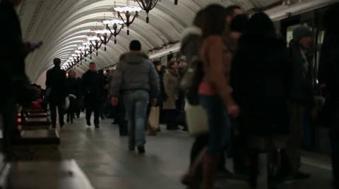 Crowd of People. Subway Stock Footage 24716729