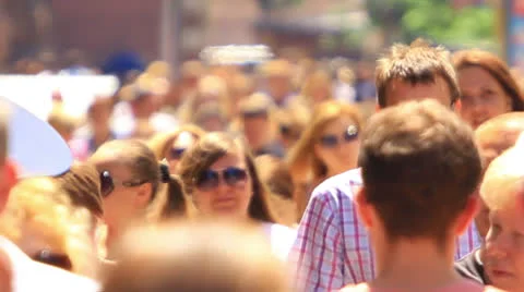 A crowd of people in the summer. Slow motion editorial Stock Footage 24843356