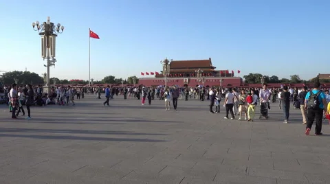 Crowd people in Tiananmen Square during Chinese National Day Stock Footage 56022149
