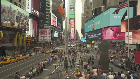Crowd of people in Time Square, busy street scene - New York, Manhattan Video stock 86178248