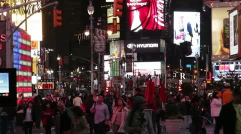 Crowd of people in Time Square New York City HD730 Stock Footage 11148403
