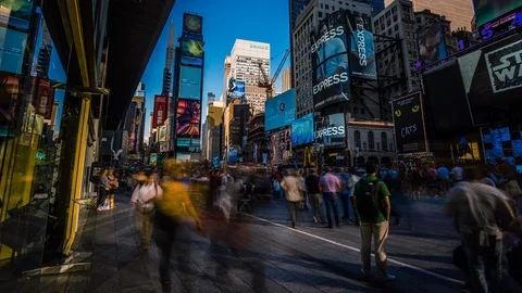 Crowd of people in Time Square in New York time lapse Stock Footage 119138747