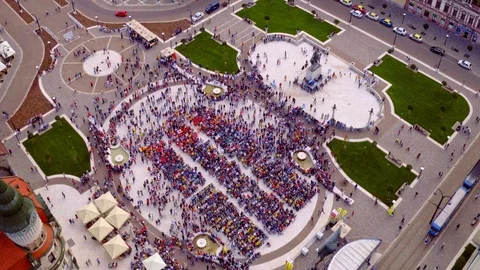 Crowd People Town Square Watching Footbal World Cup Vídeo Stock 128307155