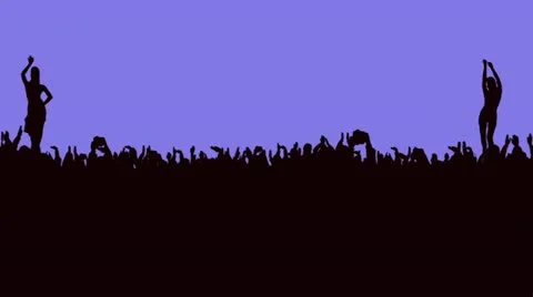 Crowd of people. Violet background, slow zoom Stock Footage 20618551