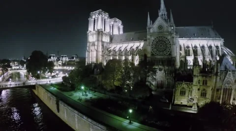 Crowd of people walk by bridge over Seine river Stock Footage 48953722