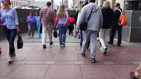 Crowd Of People Walk Down The Underground Stock Footage 44669135