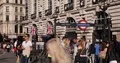 Crowd of People Walk in Piccadilly Circus Commuters Commuting Underground London 4k or 4k+ Resolution