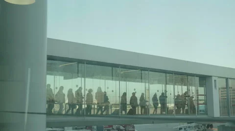 Crowd of people walking to airplane Video stock 61138990