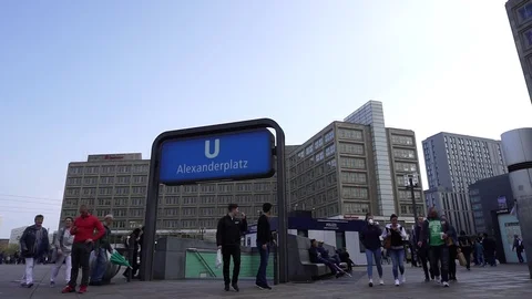 Crowd Of People Walking Alexanderplatz U-Bahn Subway Berlin Germany Background Stock Footage 89085583