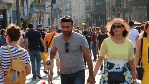 Crowd of people walking and crowded crossroad Stock Footage 94892197