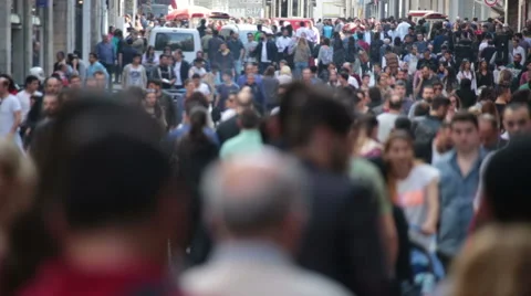 Crowd of people walking. (blur front) Istanbul/Taksim/Istiklal/April/2016 Stock Footage 62318848
