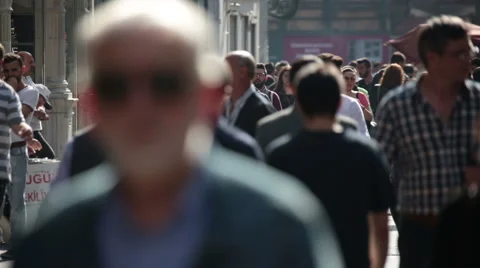 Crowd of people walking (blured front). Istanbul/Taksim/Istiklal/April/2016 Stock Footage 62309662