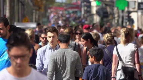 Crowd of people walking on Champs Elysee in Paris Stock Footage 68522845