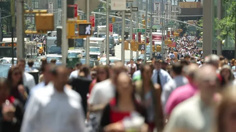 Crowd of people walking on city street time-lapse timelapse Stock Footage