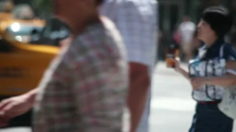 Crowd of people walking crossing street in New York City 30p Stock Footage
