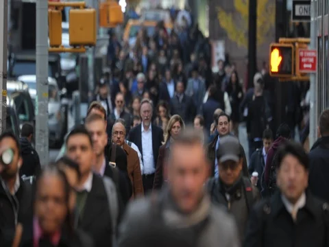 Crowd of people walking crossing street in New York City timelapse fast Stock Footage