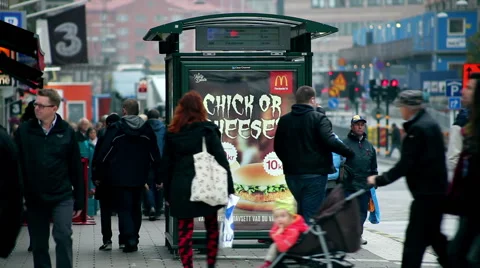 Crowd of people walking in different angles in a busy business part of city Stock Footage 45044755