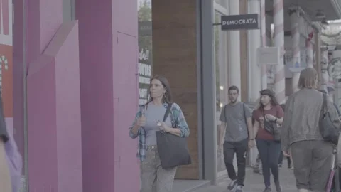 A crowd of people walking down the street in Buenos Aires, Argentina Stock Footage 345139350
