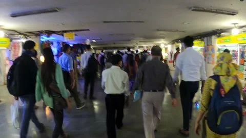 Crowd of People Walking Hyperlapse Motion Timelapse, Mumbai, India Stock Footage 150793292