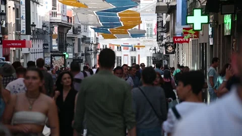 Crowd of People Walking in Madrid Stock Footage 245382834